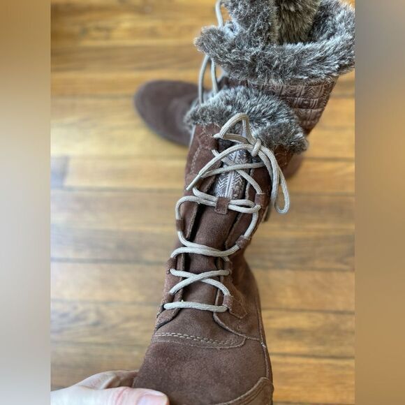 North Face Like New Brown Nuptse Purna II Women’s boots size 10 fur lined - Picture 10 of 10